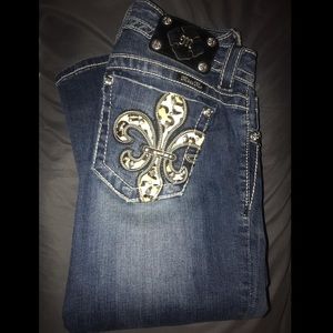 Miss Me Leopard Fleur de Lis Bootcut Jeans