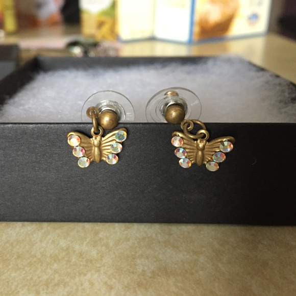 Golden Butterfly Earrings - Picture 2 of 2