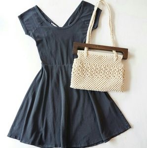 Navy skater dress cross over back fit and flare