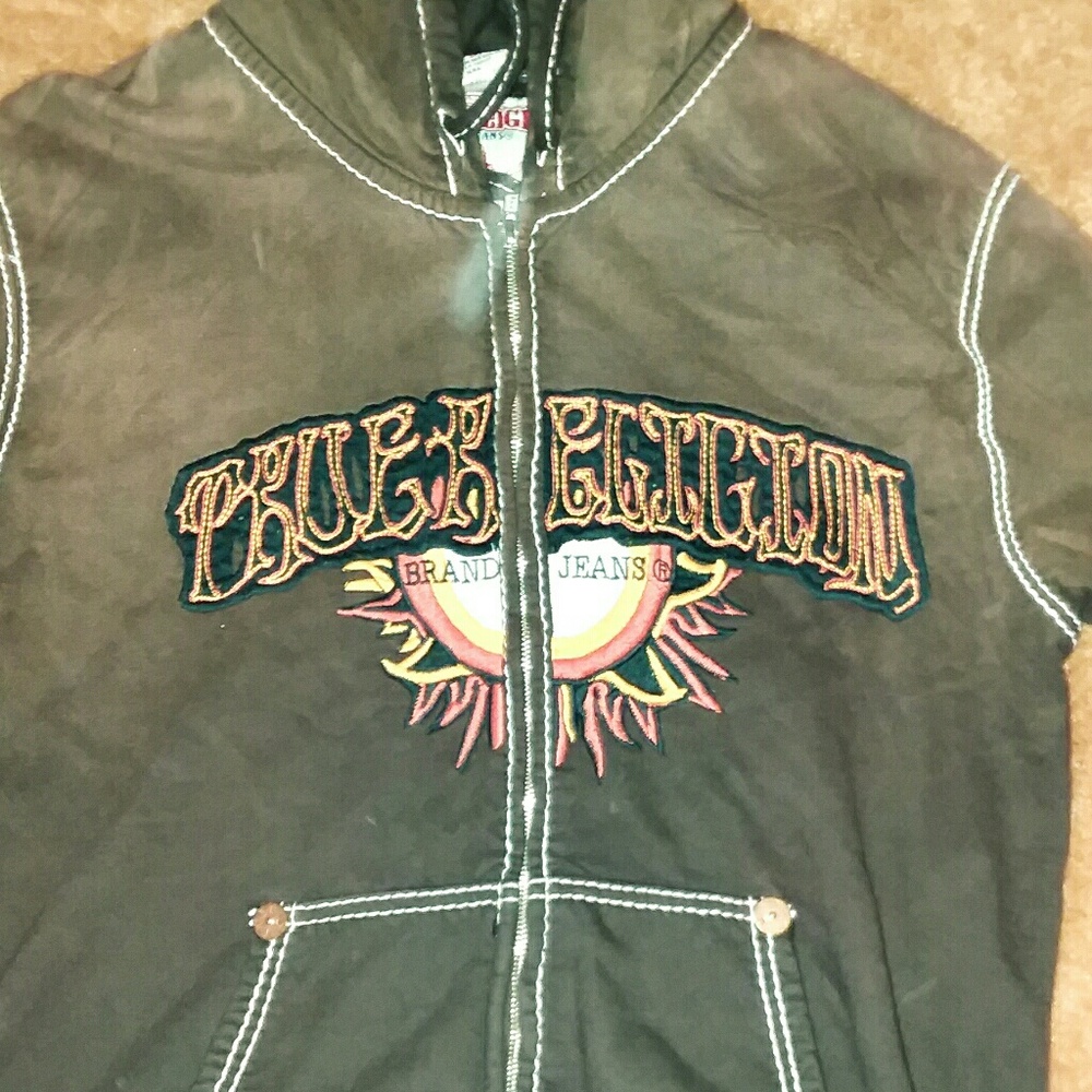 Mens Brown True Religion Hoodie.