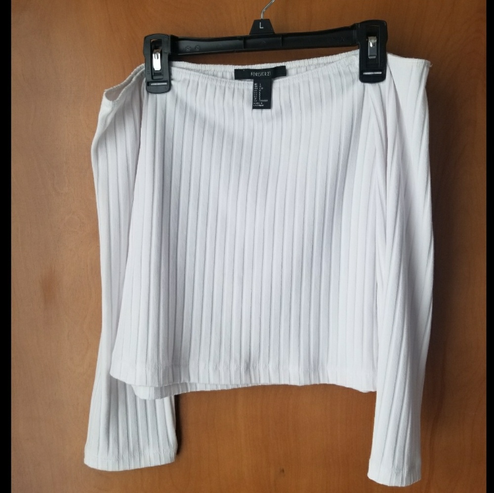Ribbed off shoulder top