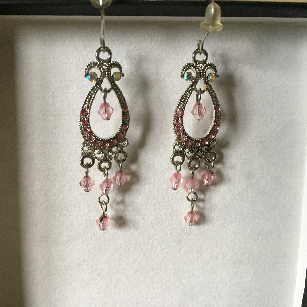 Pink and Silver Dangly Earrings