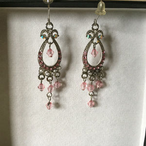 Pink and Silver Dangly Earrings