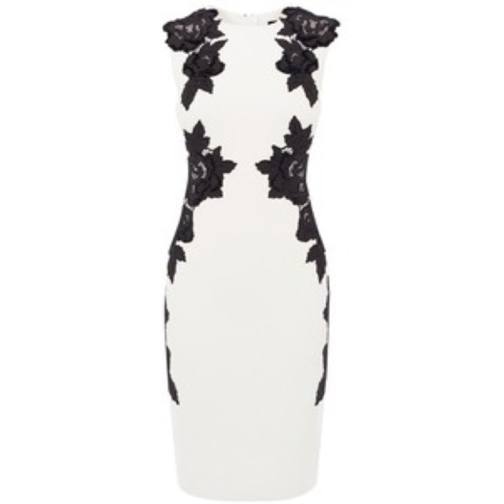 NWT Karen Millen Black velvet appliqué dress SZ 4
