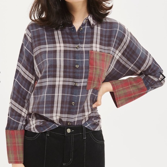 Topshop mismatched washed Flannel