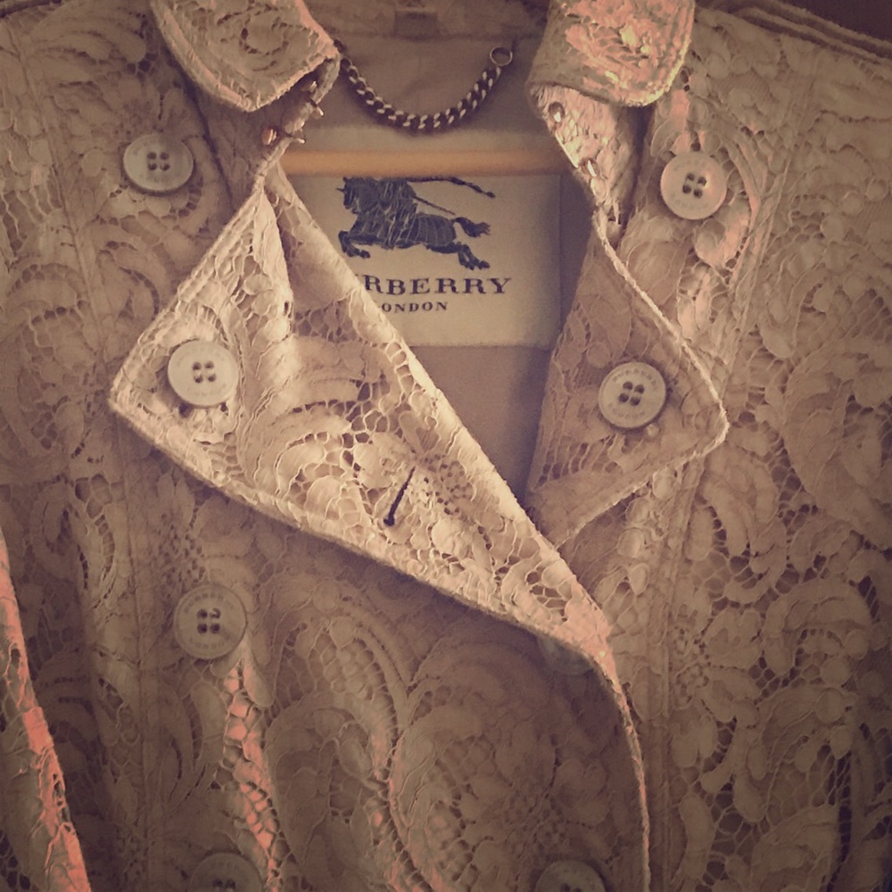 Burberry Wrap-Front Macrame Lace Trench Coat,Women