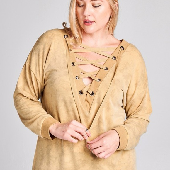 PLUS--Adrianna Front or Back Top-Denim - Picture 3 of 4