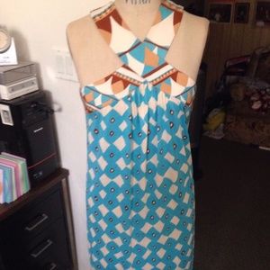 Dvf Rhombus All-over Siren Blue dress Sz 8 Nwt