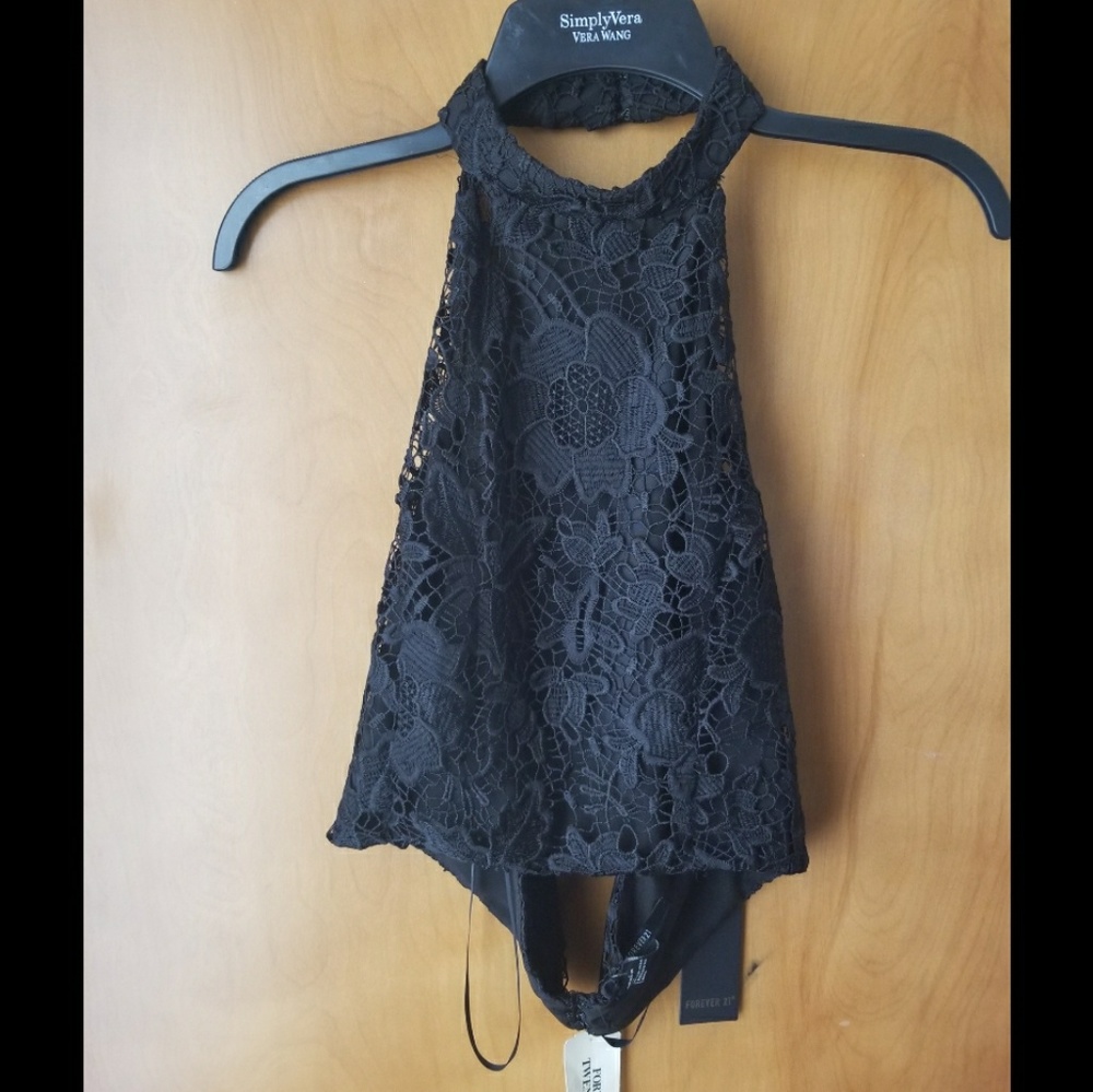 Black lace halter top