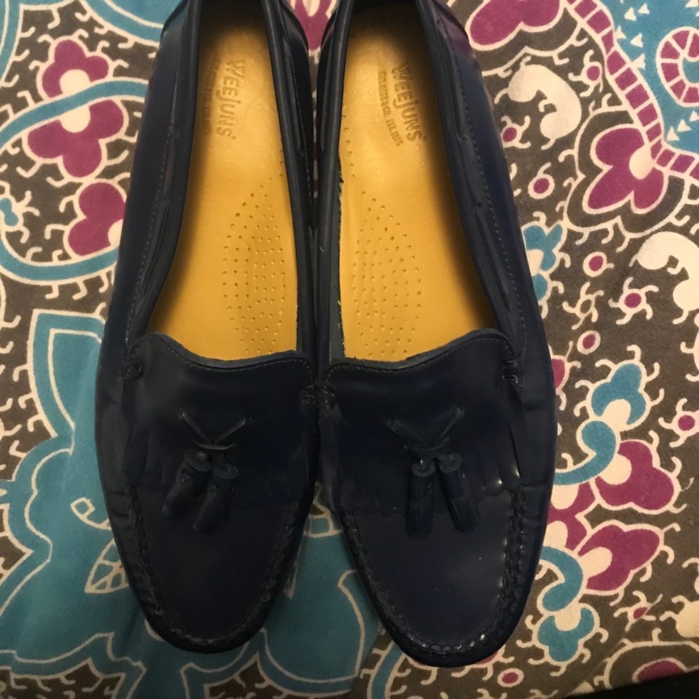 Blue weejun loafers
