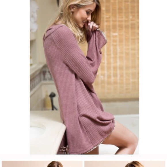 Off Shoulder Ultra Soft Waffle Knit Thermal - Picture 2 of 4