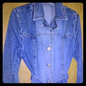 Heavy Blue Demin Coat with Belt/ Slit in the back