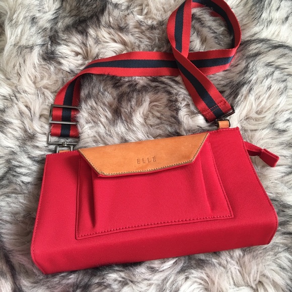 Elle Handbags - Elle Small Red Canvas and Leather Bag