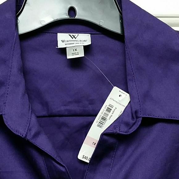 Worthington Purple 1x Belted top - Picture 2 of 3