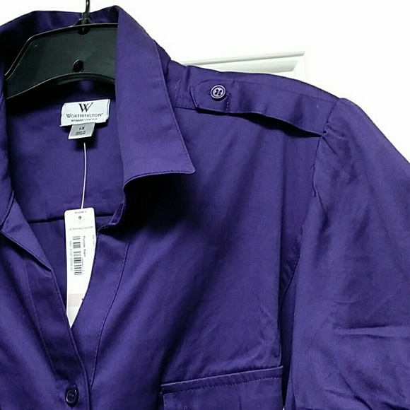 Worthington Purple 1x Belted top - Picture 3 of 3