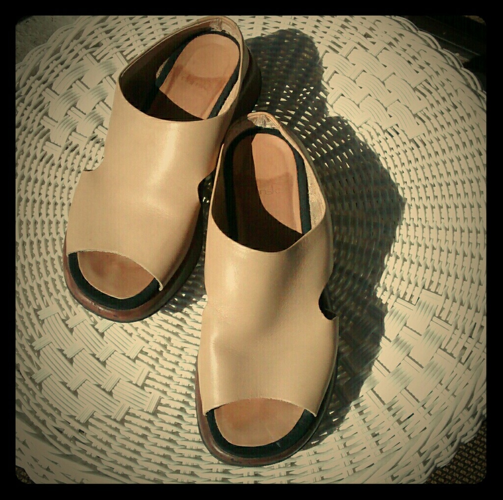Beige Leather Dansko Clog Sandals
