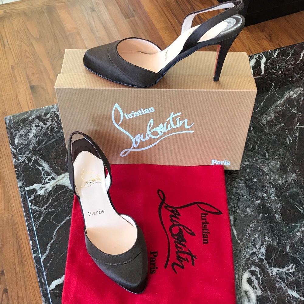Christian Louboutin Dark Brown Satin shoes👠👠👠