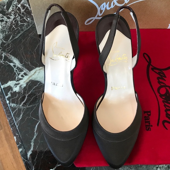 Christian Louboutin Dark Brown Satin shoesπ π π  - Picture 2 of 4