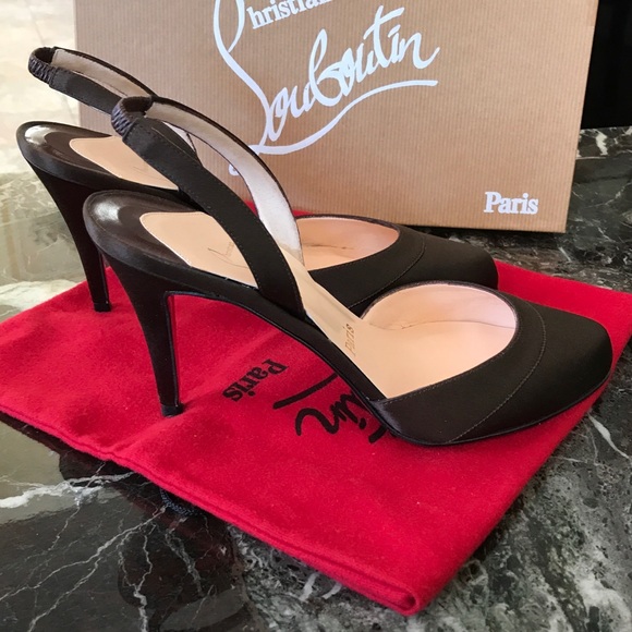 Christian Louboutin Dark Brown Satin shoesπ π π  - Picture 4 of 4