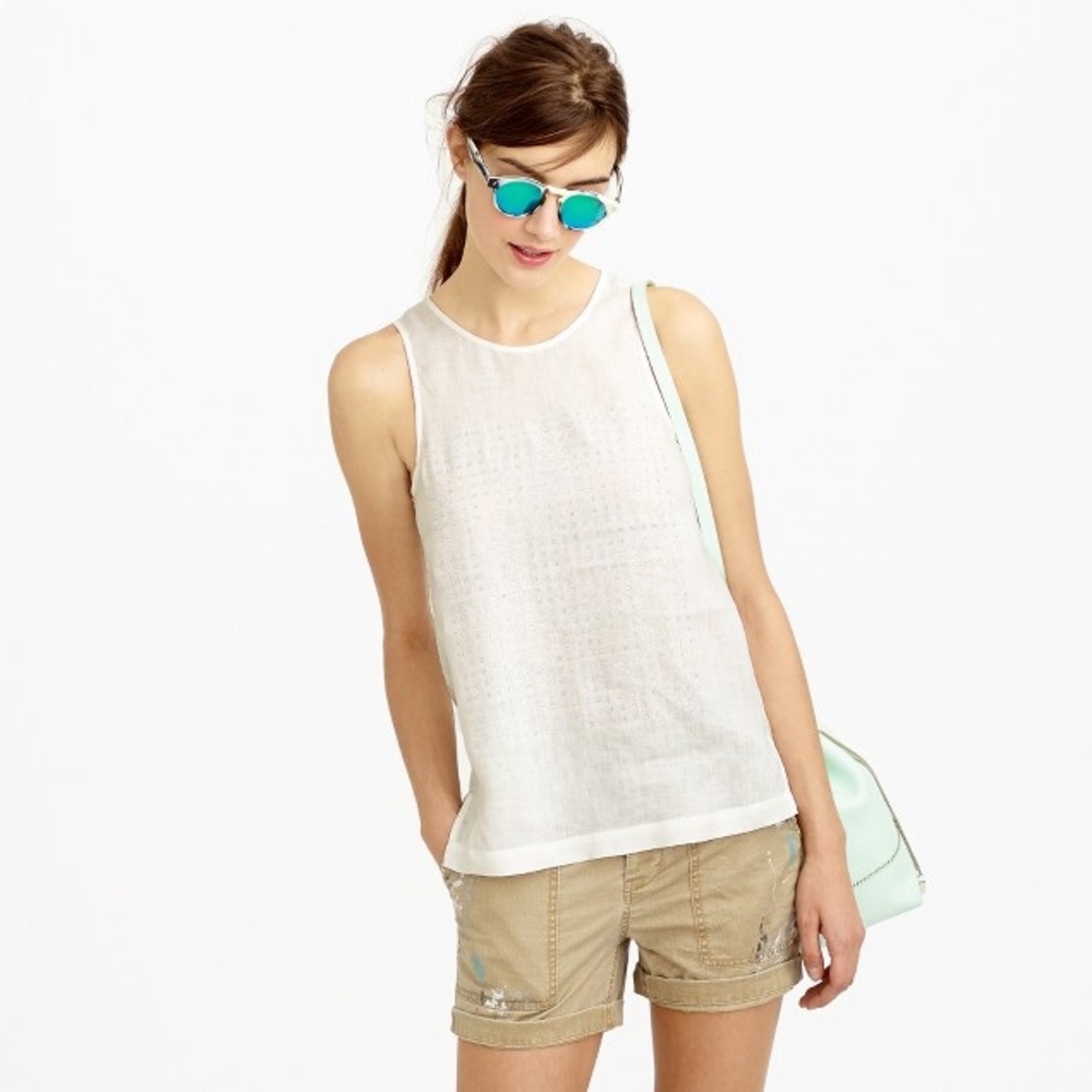 J. Crew embellished linen tank top