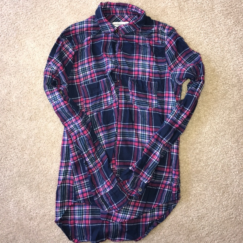 Girls Abercrombie Long Sleeved Plaid Shirt