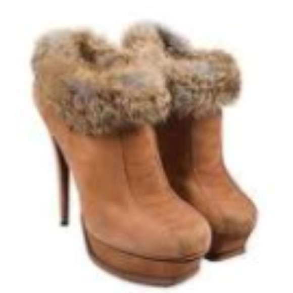 YSL Tribute Boots with Rabbit Fur trim - Picture 7 of 8