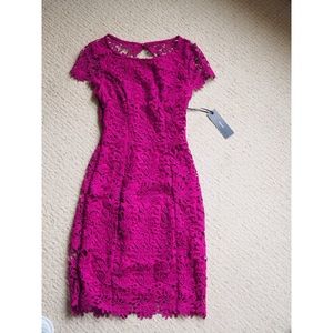 Lulus - Hidden Talent Backless Magenta Lace Dress