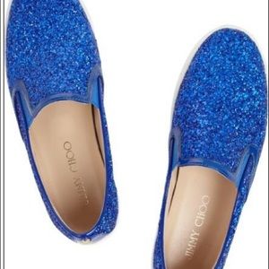 Jimmy Choo glitter finished leather sneaker