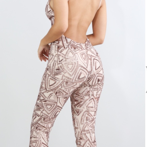 Sequin Rose Gold Jumpsuit - Picture 2 of 2