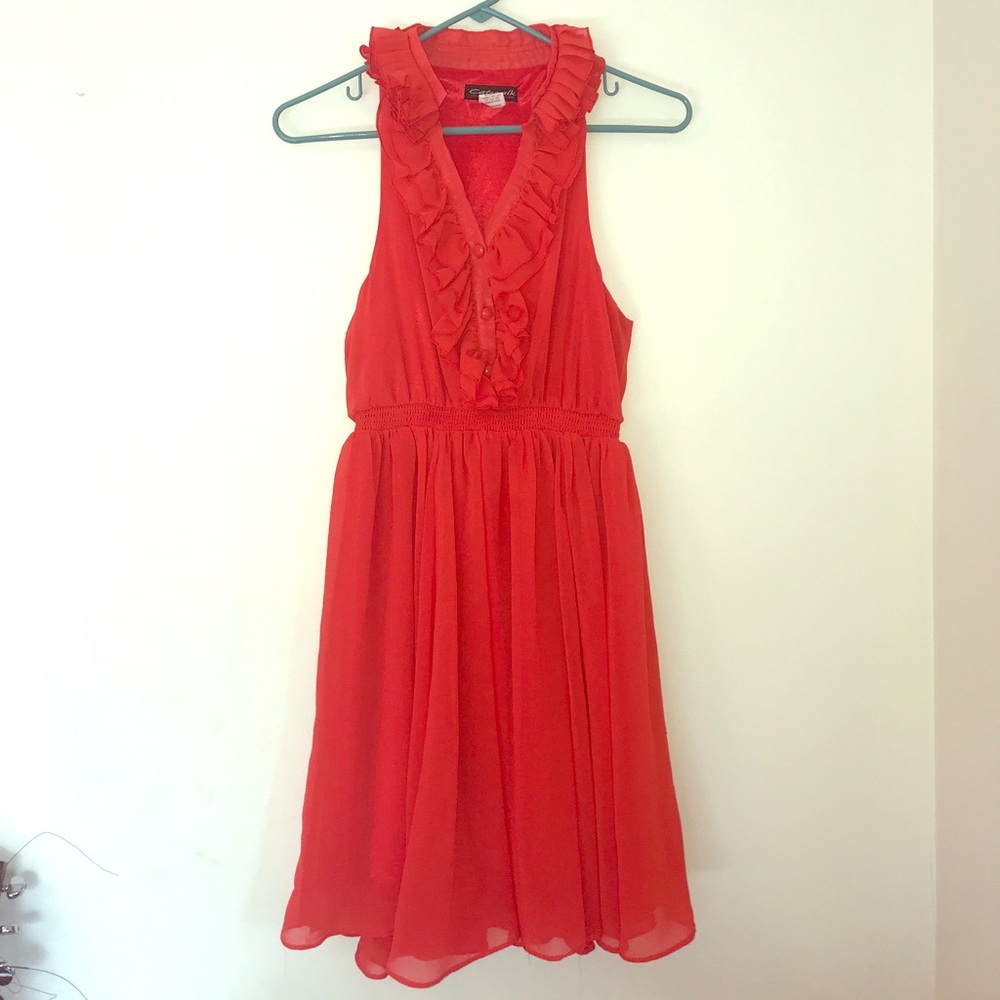 Orange catwalk studio dress