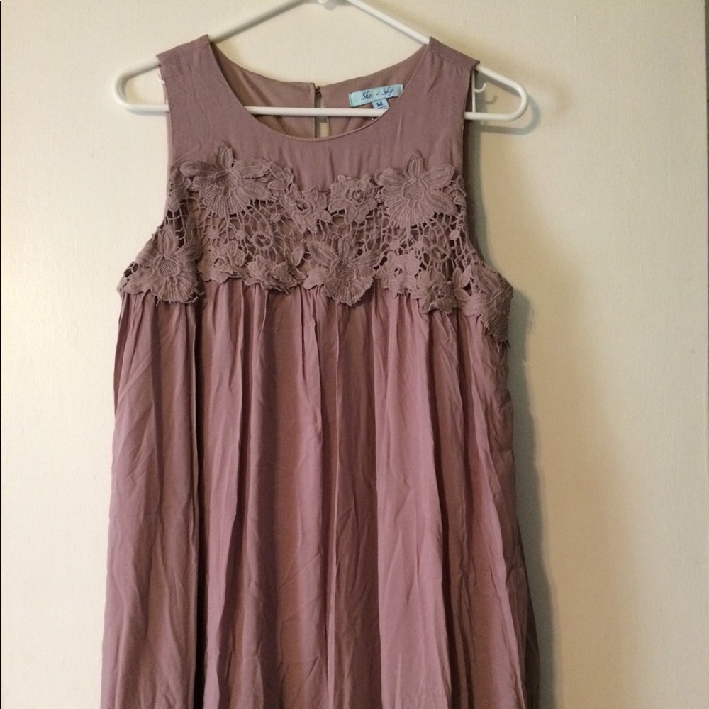She & sky lavender crotchet knit dress