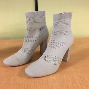 Zara Grey Stretch Fabric High Heel Booties