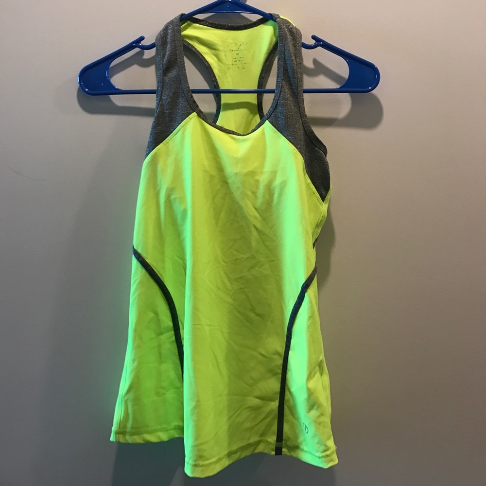 neon yellow work out tank top