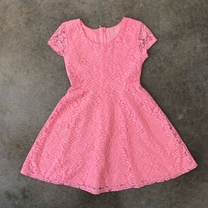 Girls Cherokee Spring pink lace dress