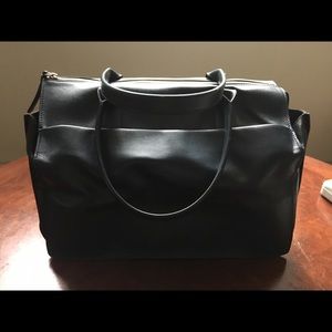 & Other Stories two-tone expandable leather tote