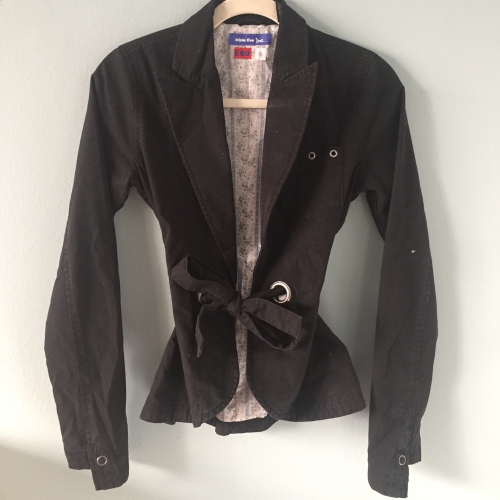 Black front tie blazer