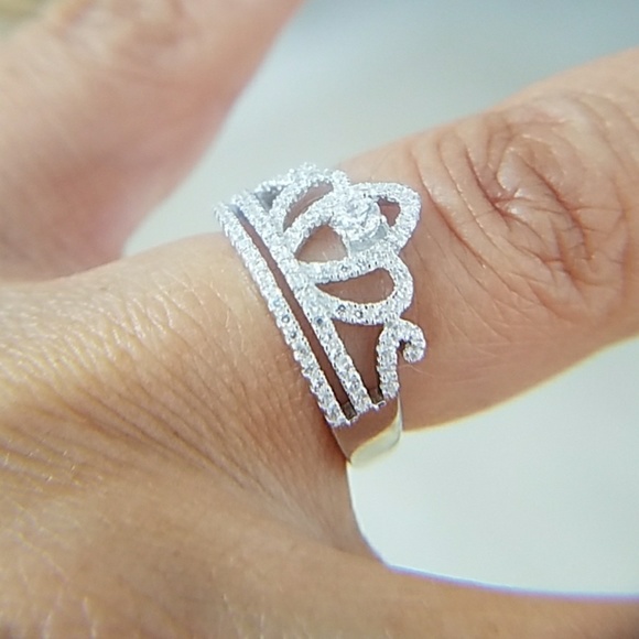 14k Gold plated Crown Princess Ring size 5 6 7 8 9 - Picture 2 of 8