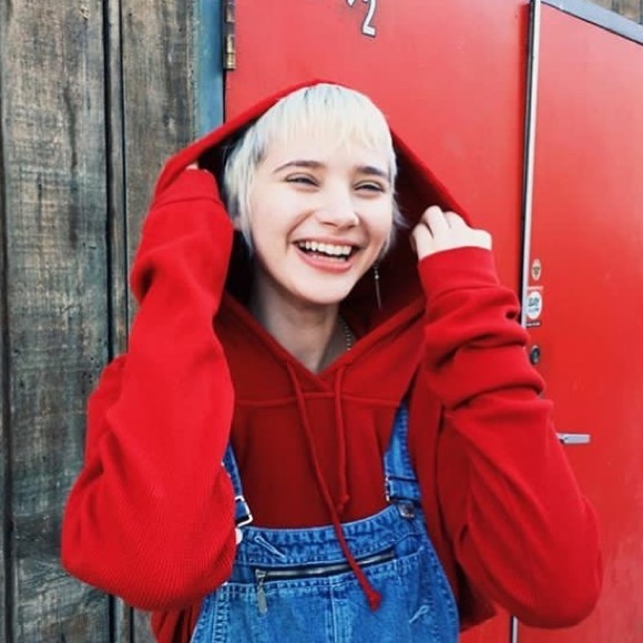 Brandy Melville Rare red waffle thermal hoodie new - Picture 2 of 3