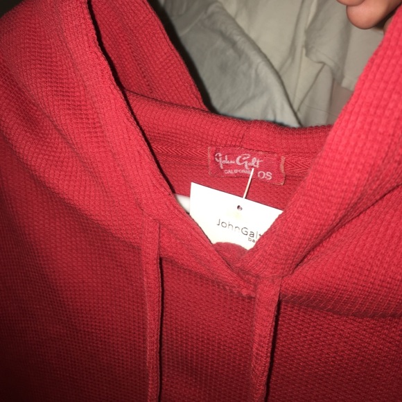Brandy Melville Rare red waffle thermal hoodie new - Picture 3 of 3