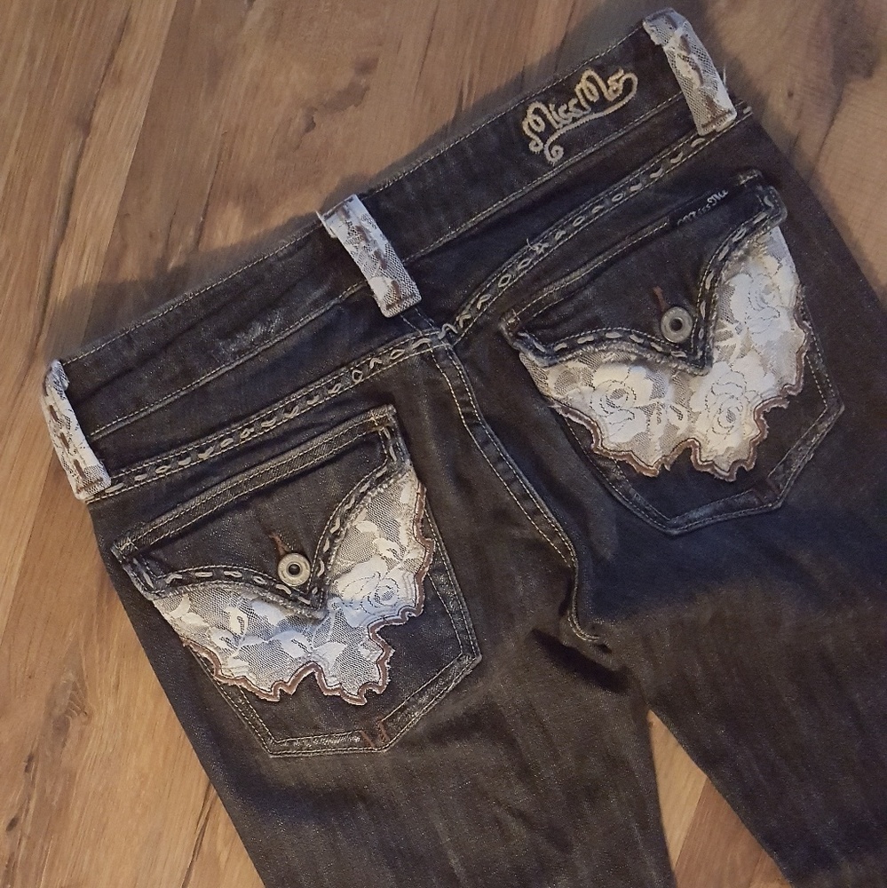 MissMe Lace Embroidered Jeans