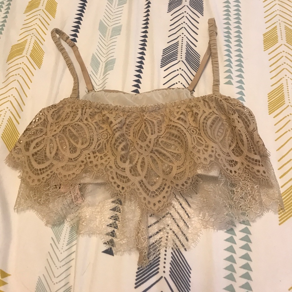 Tan/cream, lacy bralette