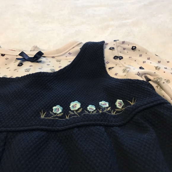 Navy Onesie with Flowers - Picture 2 of 6