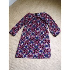 Patterned 3/4 Sleeve Shift Dress
