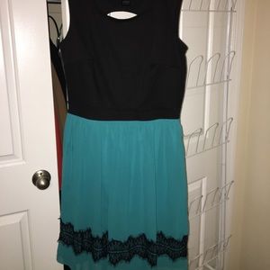 Black and jade cocktail dress