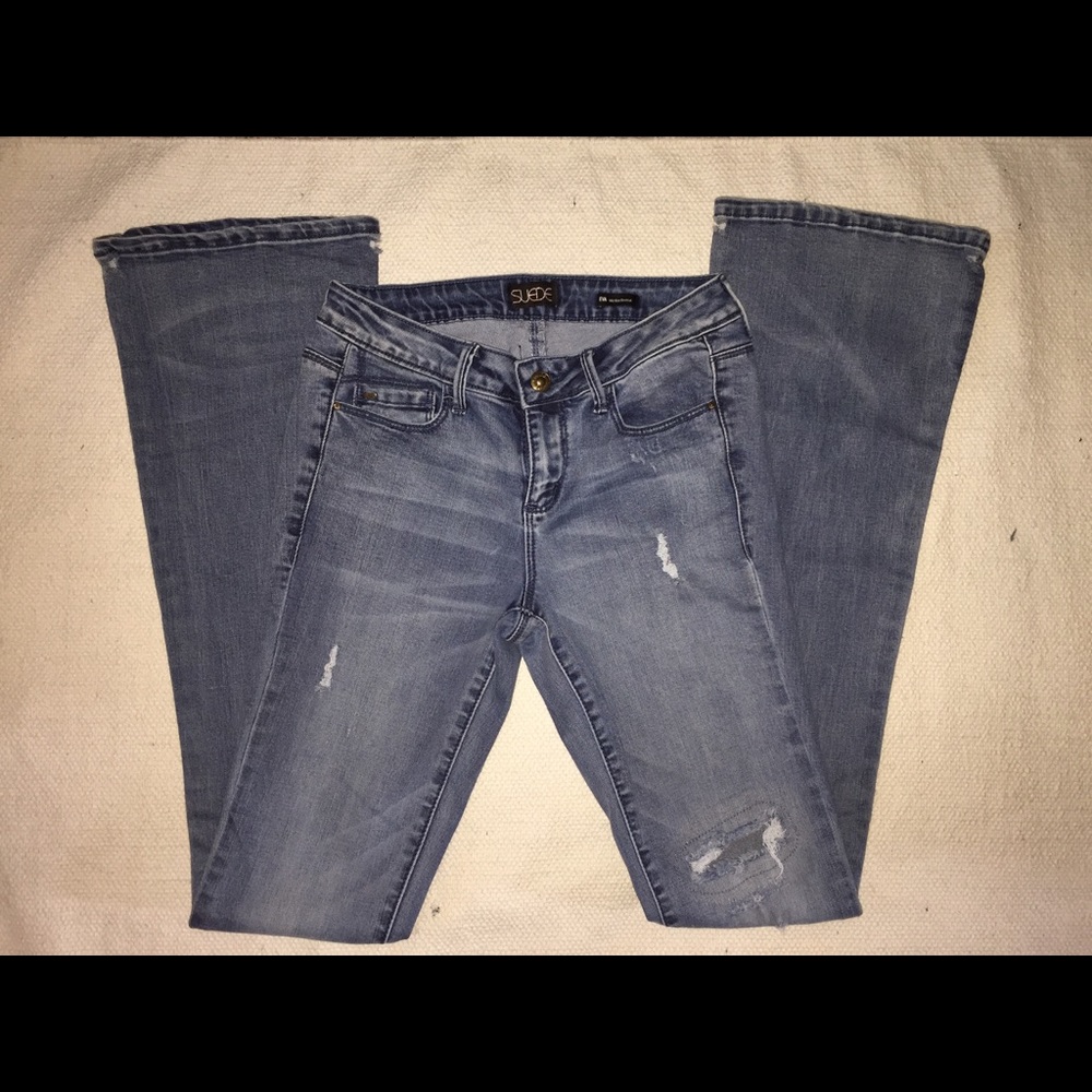 Suede skinny/ straight leg flare jeans (Juniors 3)