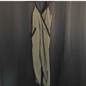 Bar III olive green and black jumpsuit