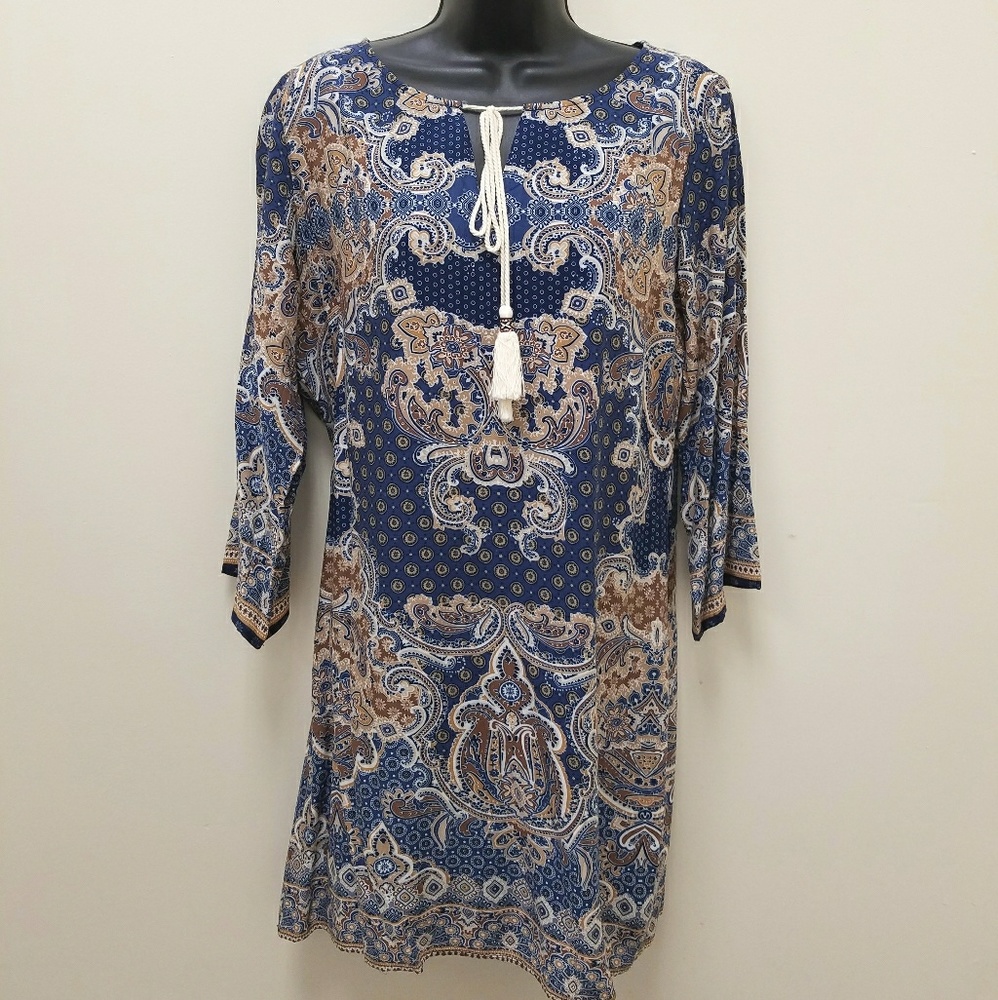 Entro Slate Blue Print Dress