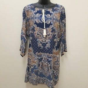 Entro Slate Blue Print Dress