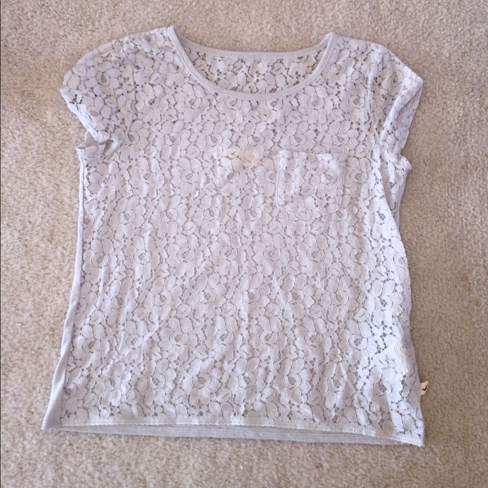 Gray lace tee from hollister