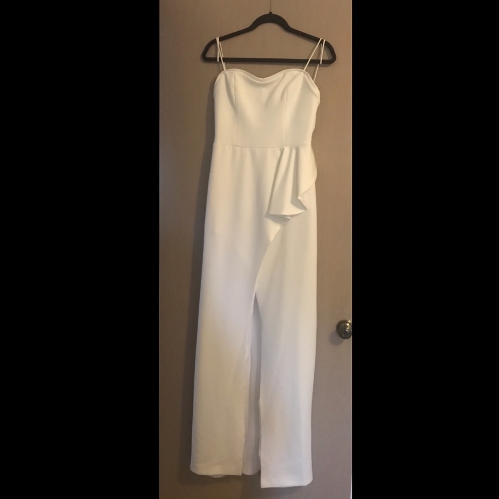 White formal asymmetrical maxi dress